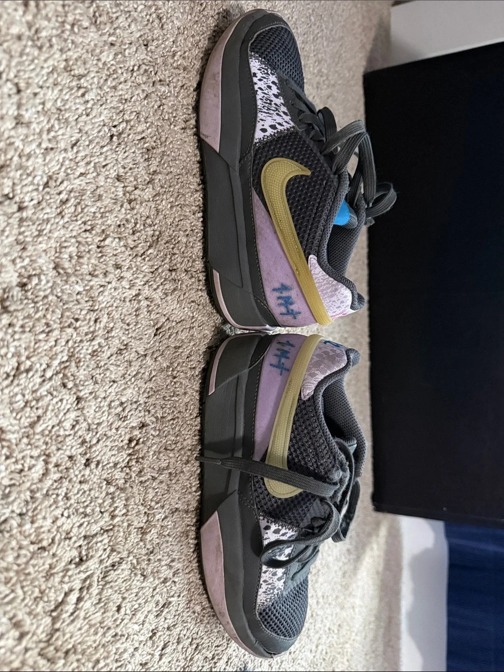 Nike Kids Grey Sneakers with Pink & Blue Accents